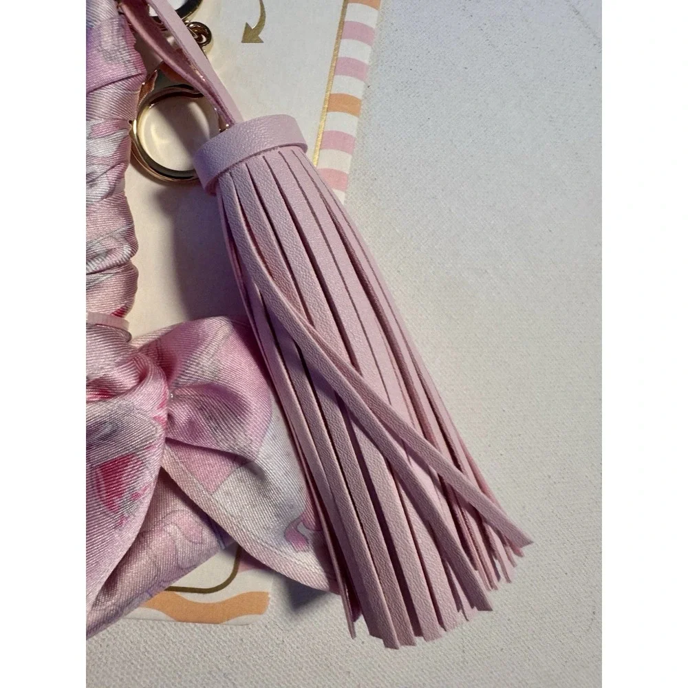 Piper K Jeweled Enamel Pink Horse Equestrian Bag Charm Keychain Scarf Tassel NEW